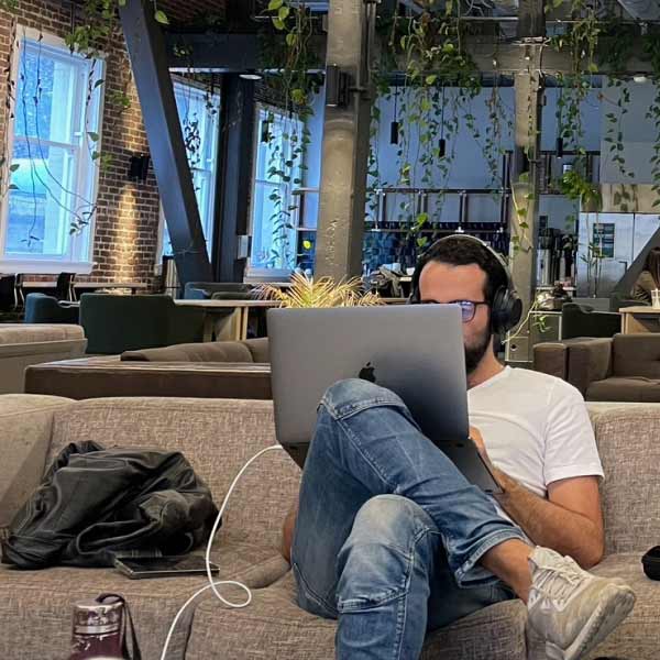a man working remotely