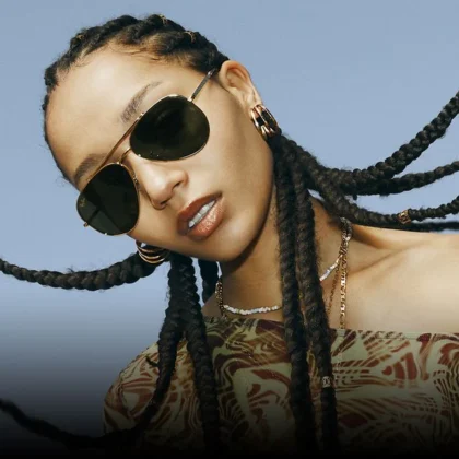 fierce girl with her sunglasses topline eyewear