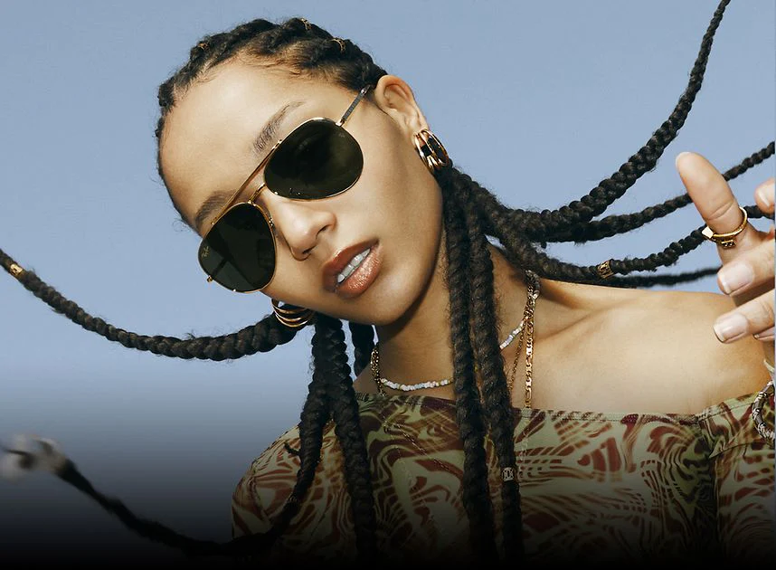 fierce girl with her sunglasses topline eyewear